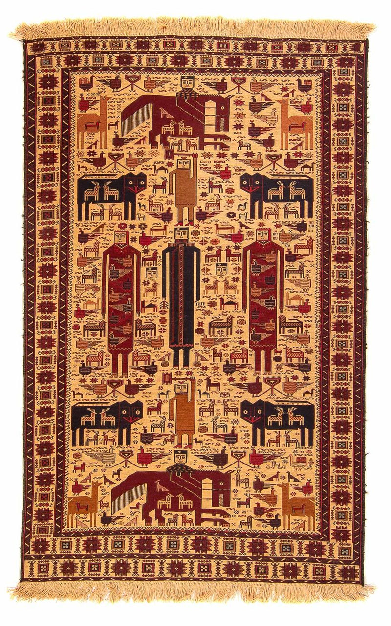 Kelim-tæppe - orientalsk - 194 x 124 cm - lys brun
