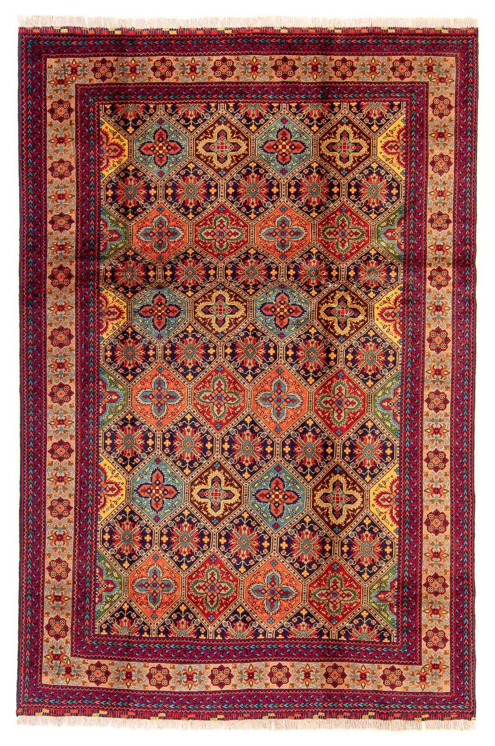 Afghansk tæppe - 299 x 192 cm - flerfarvet