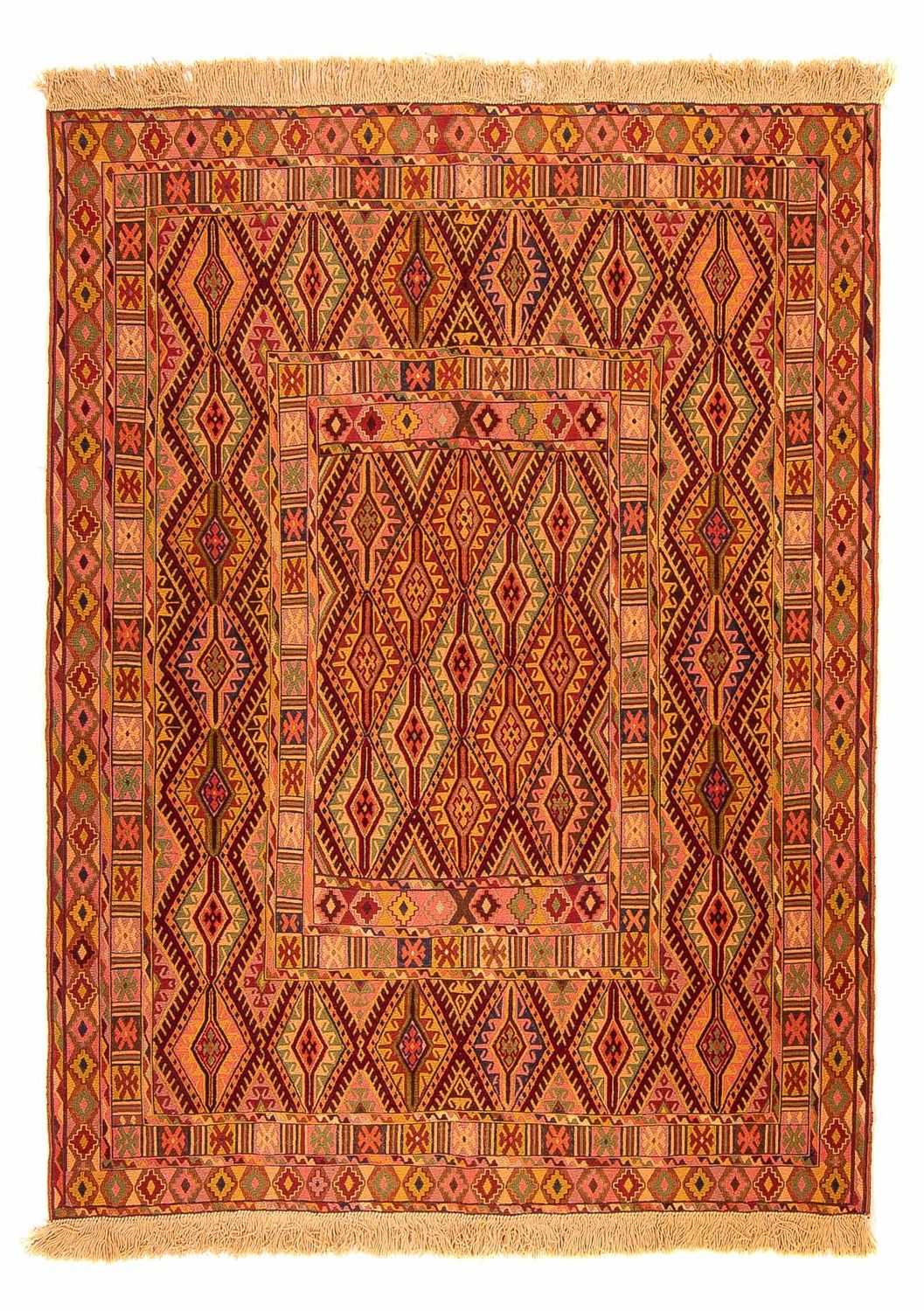 Kelim-tæppe - orientalsk - 174 x 138 cm - flerfarvet