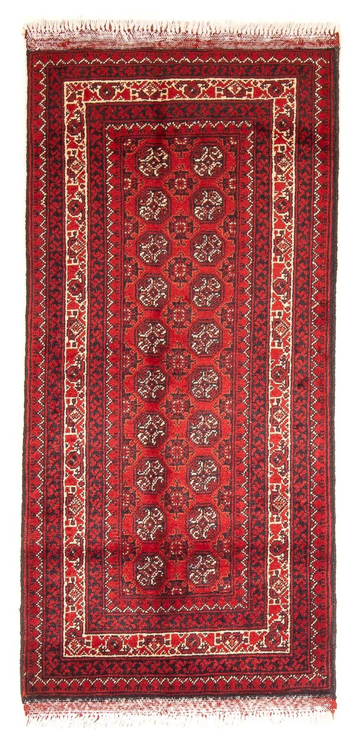 Afghansk tæppe - 100 x 69 cm - mørkerød