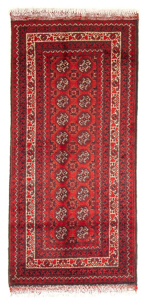 Afghansk tæppe - 100 x 69 cm - mørkerød