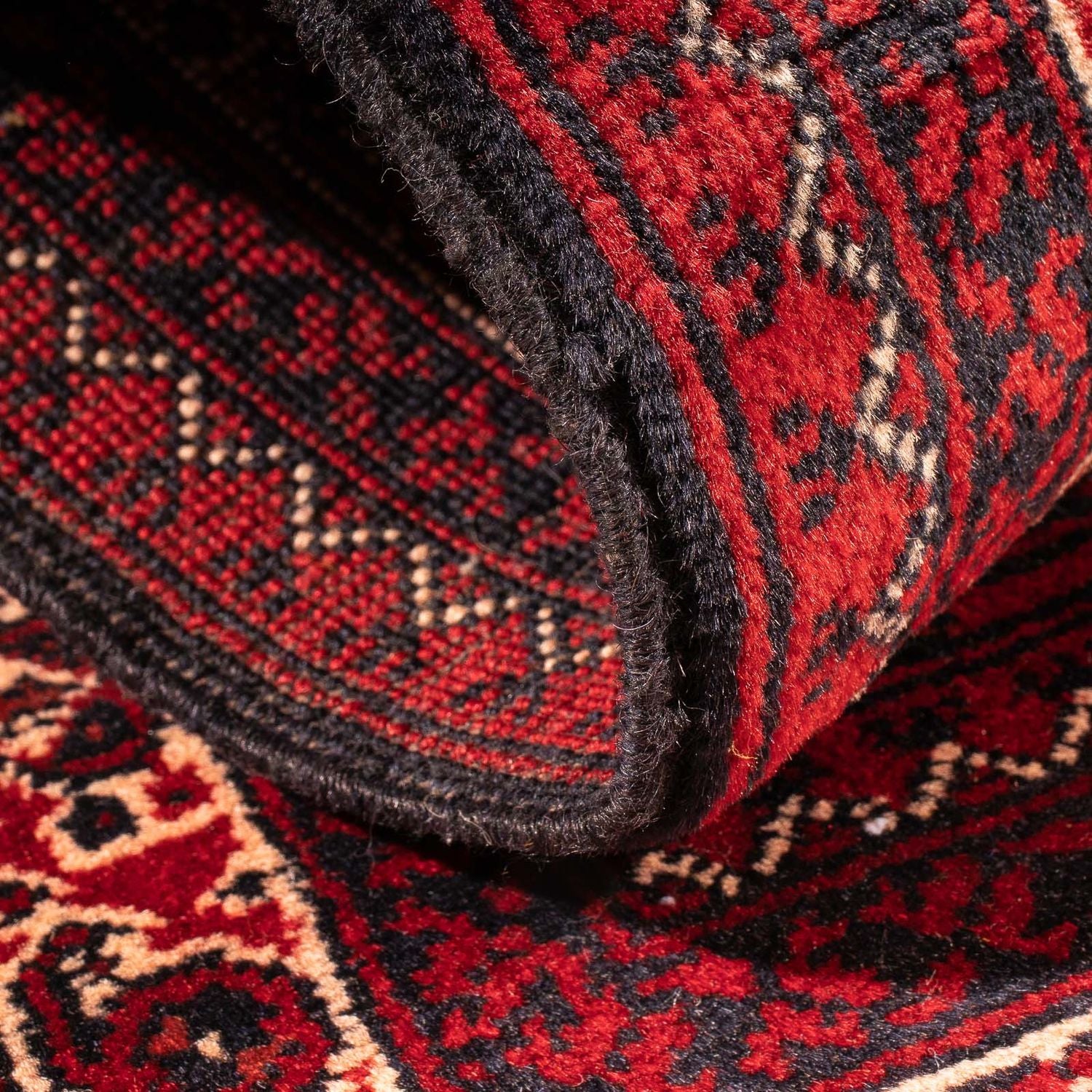 Afghansk tæppe - 100 x 69 cm - mørkerød