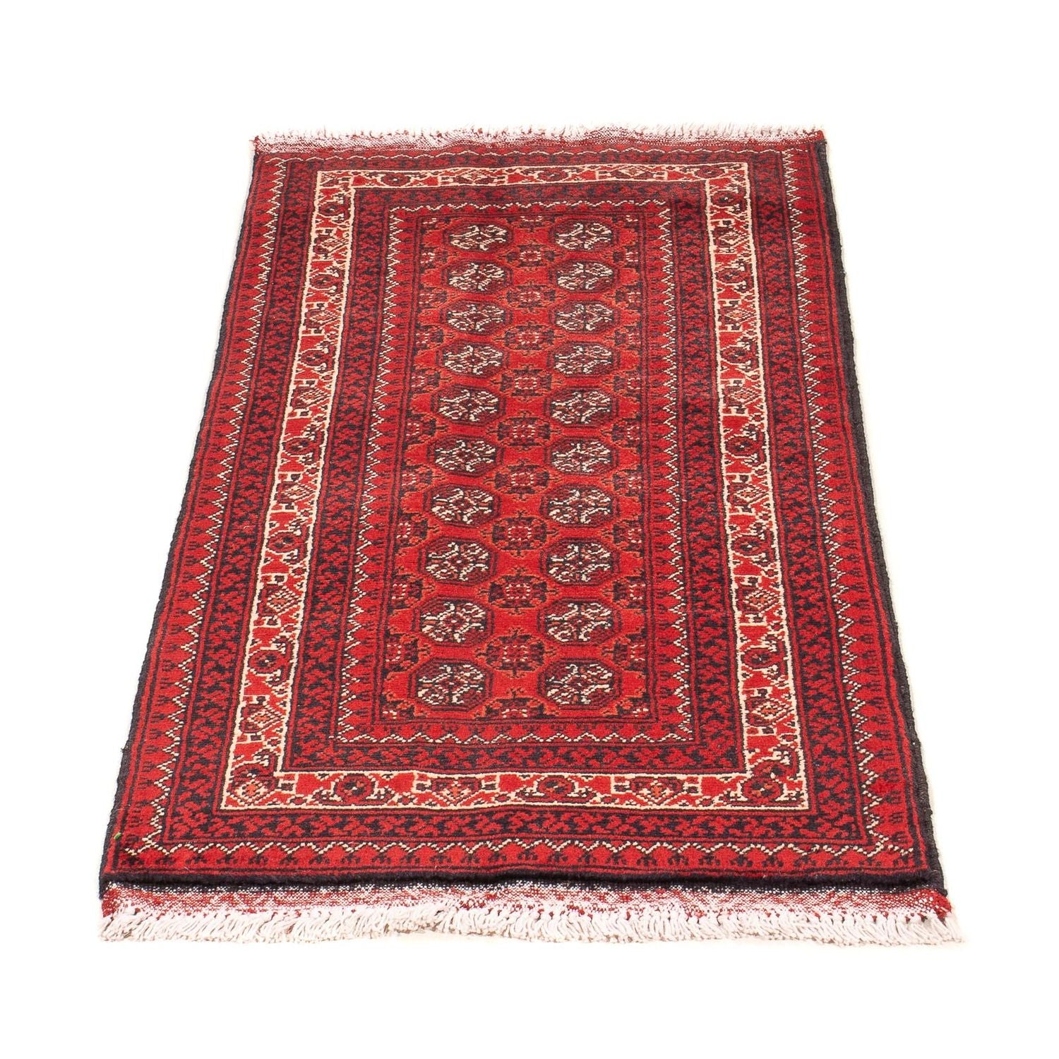 Afghansk tæppe - 100 x 69 cm - mørkerød