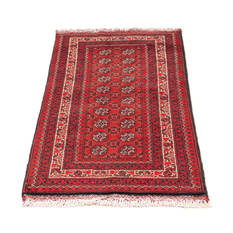 Afghansk tæppe - 100 x 69 cm - mørkerød
