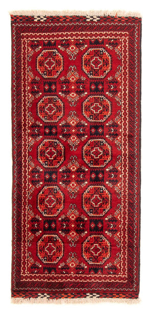 Løber Afghansk tæppe - 106 x 49 cm - mørkerød