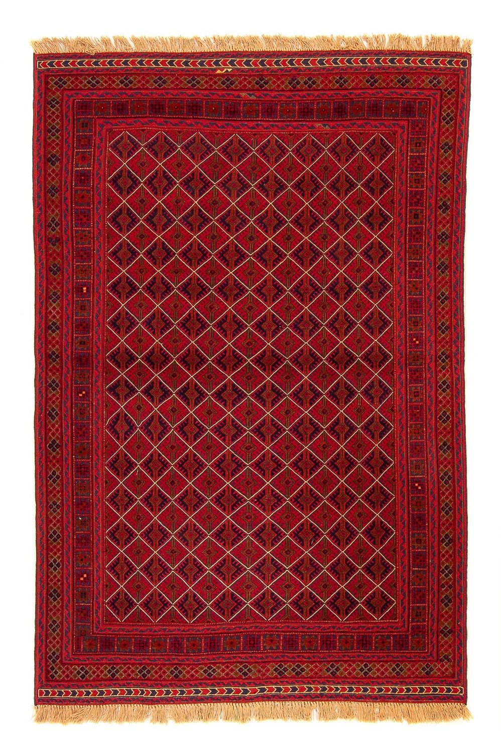 Kelim-tæppe - orientalsk - 196 x 136 cm - mørkerød