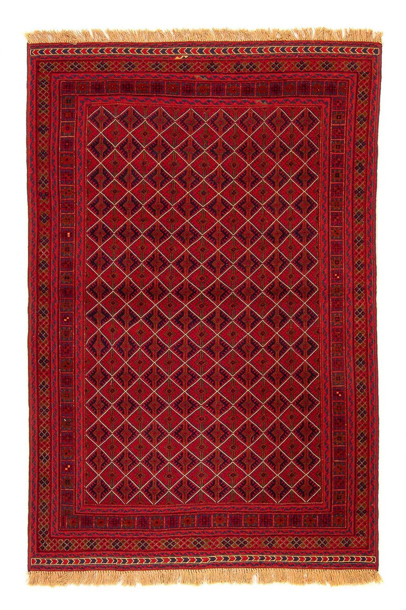 Kelim-tæppe - orientalsk - 196 x 136 cm - mørkerød