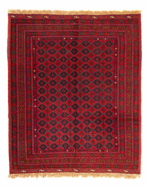 Kelim-tæppe - orientalsk firkantet  - 187 x 158 cm - mørkerød