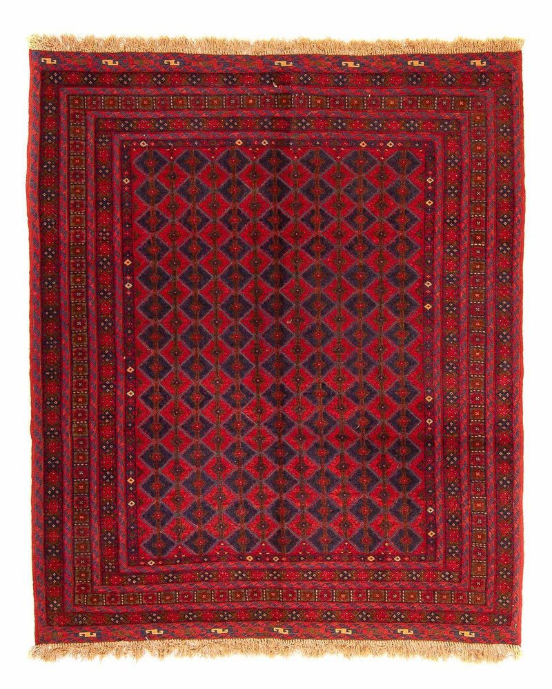 Kelim-tæppe - orientalsk firkantet  - 187 x 158 cm - mørkerød