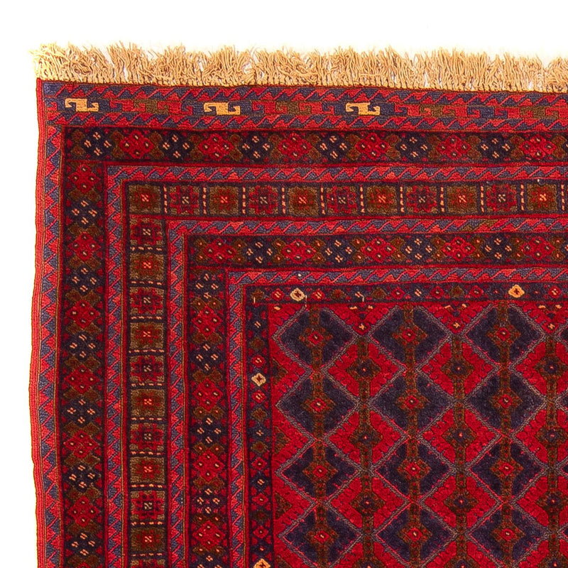 Kelim-tæppe - orientalsk firkantet  - 187 x 158 cm - mørkerød