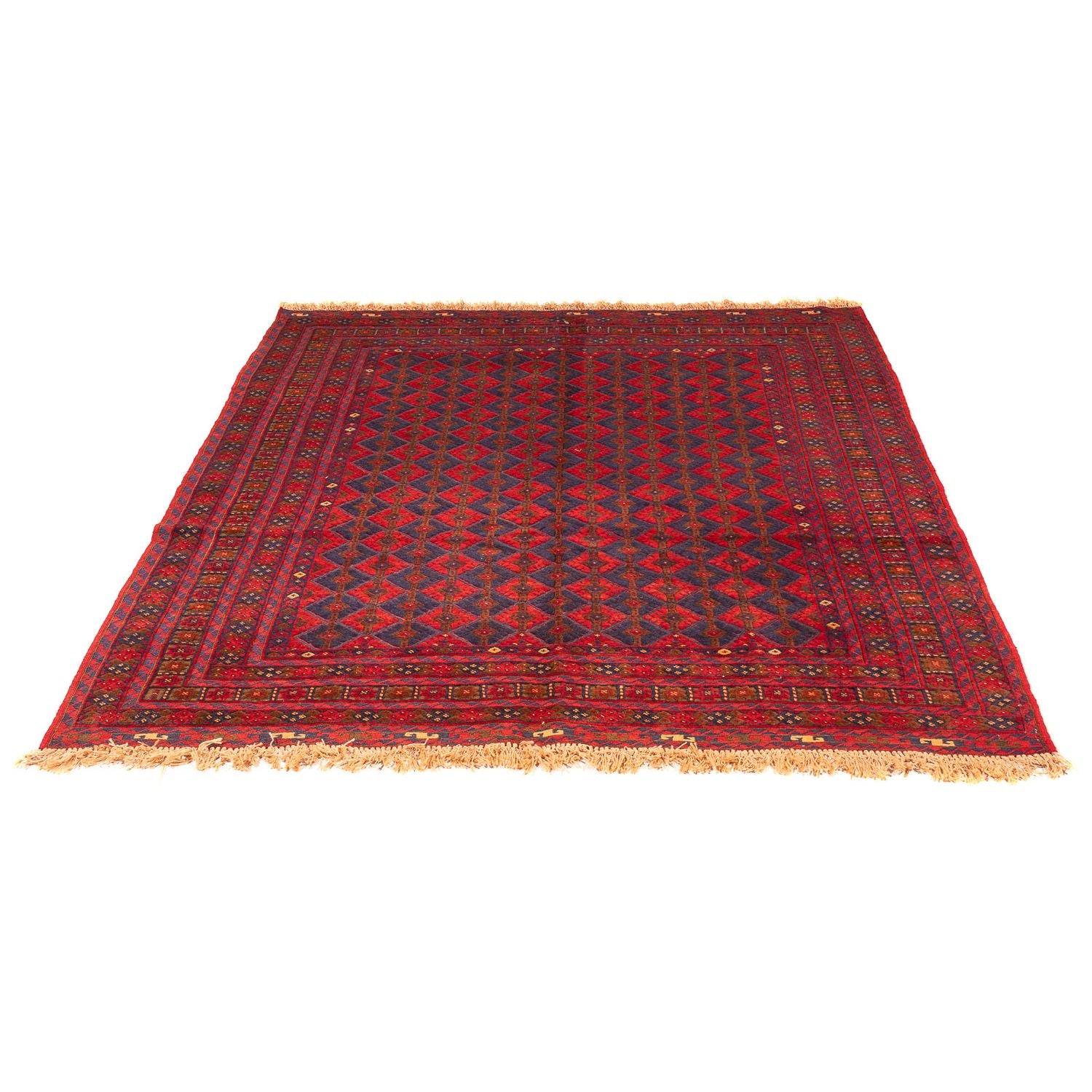 Kelim-tæppe - orientalsk firkantet  - 187 x 158 cm - mørkerød