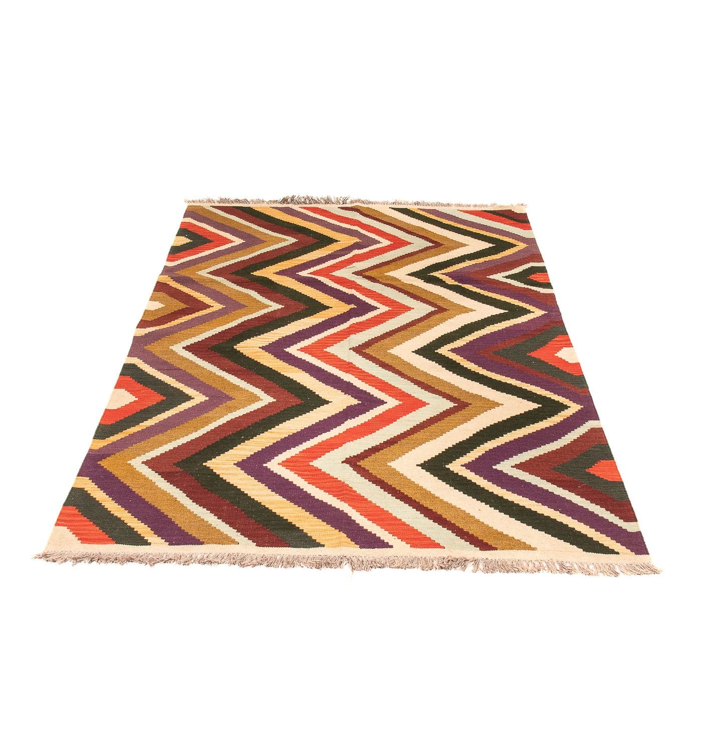 Kelim Carpet - Splash - 203 x 145 cm - flerfarvet