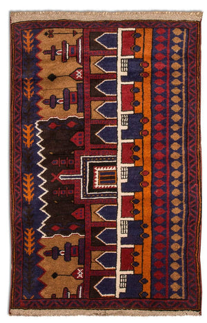 Baluch-tæppe - 130 x 83 cm - flerfarvet