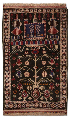 Baluch-tæppe - 133 x 77 cm - brun