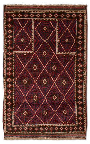 Baluch-tæppe - 127 x 85 cm - flerfarvet