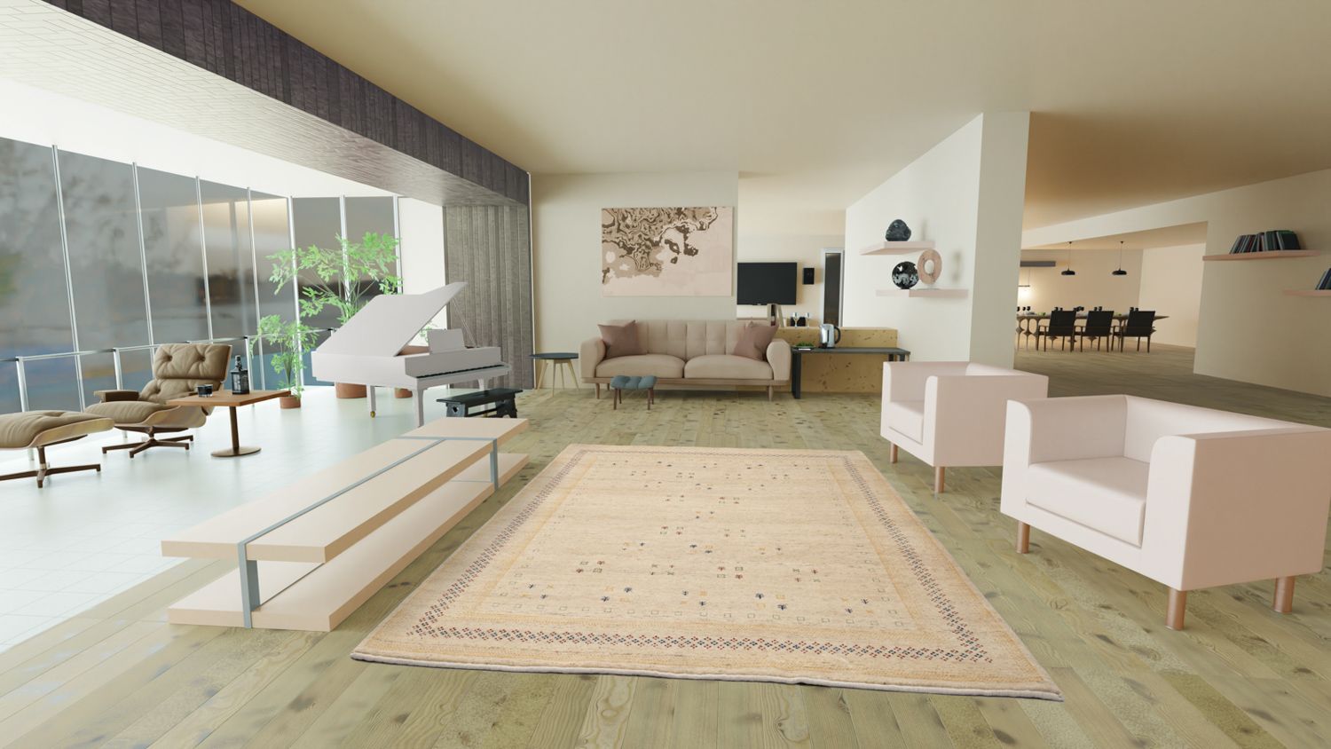 Gabbeh Tæppe - Loribaft Persisk - 250 x 200 cm - beige