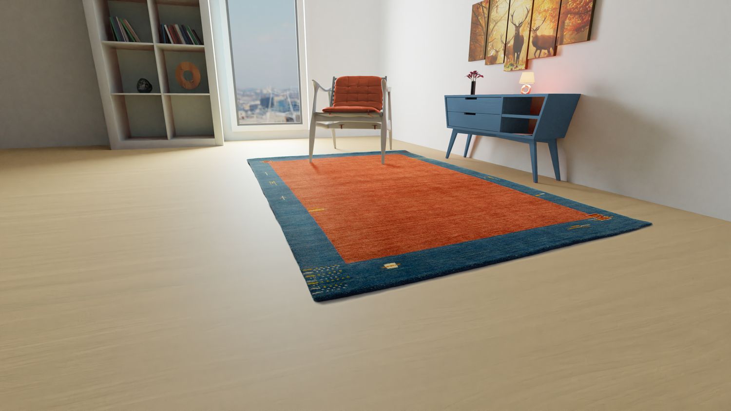 Gabbeh-tæppe - Indus - 300 x 250 cm - rød