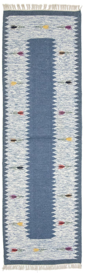 Løber Kelim-tæppe - Trendy - 250 x 80 cm - blå