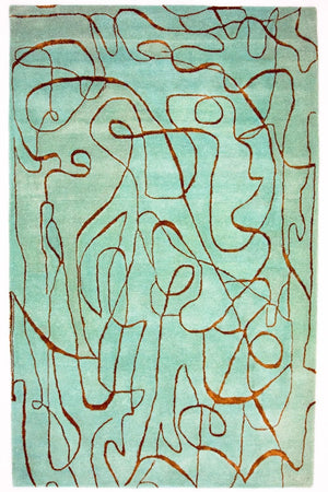 Designer tæppe - 246 x 154 cm - turkis