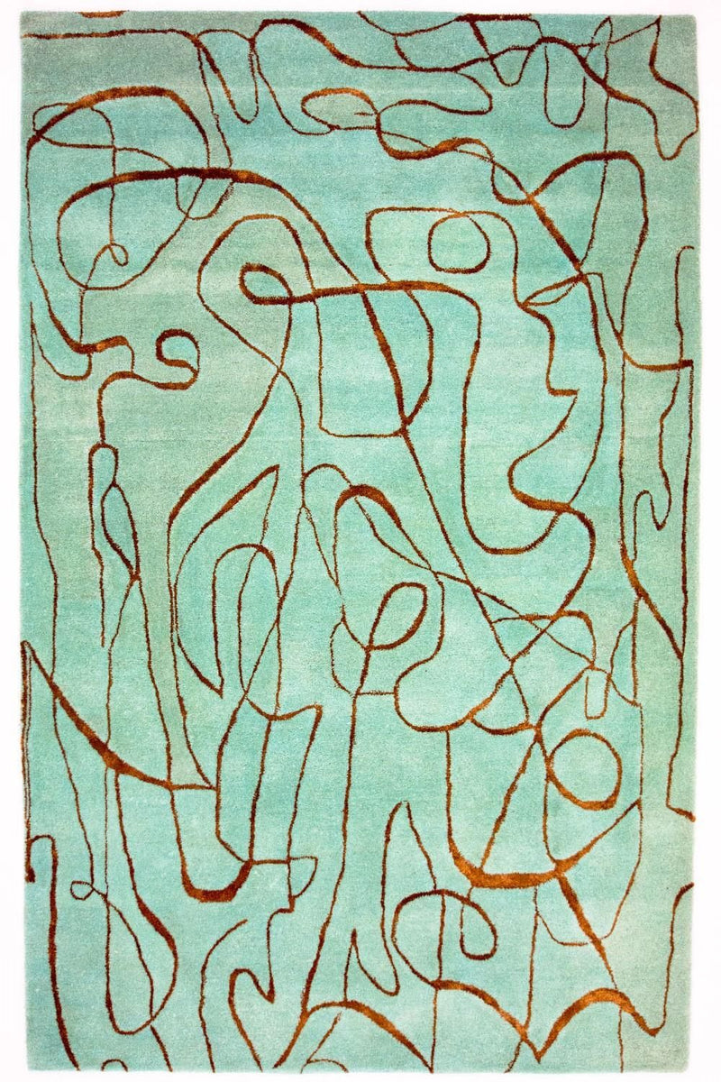 Designer tæppe - 246 x 154 cm - turkis