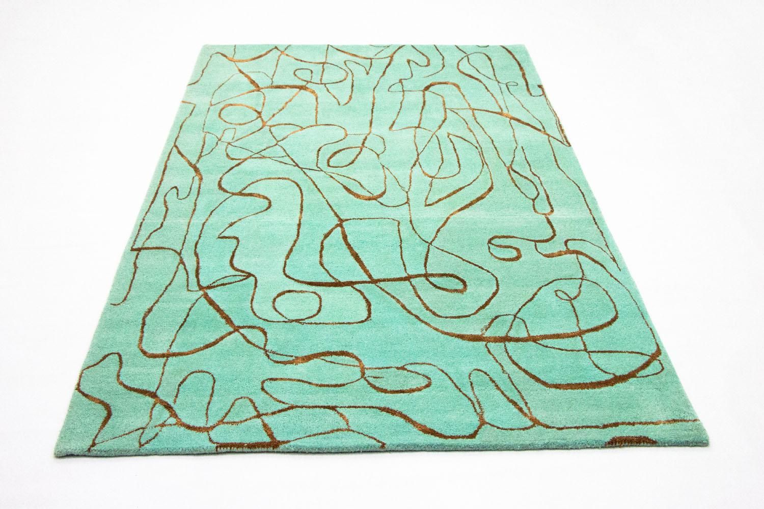 Designer tæppe - 246 x 154 cm - turkis