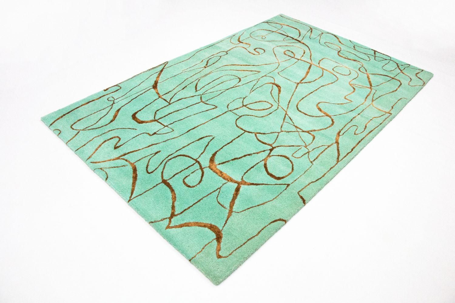 Designer tæppe - 246 x 154 cm - turkis