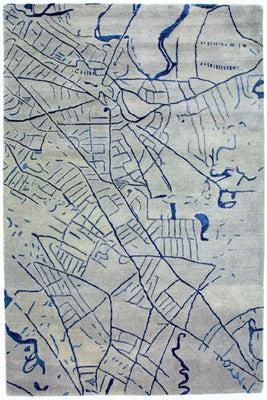 Designer tæppe - 241 x 153 cm - sølv