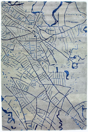Designer tæppe - 241 x 153 cm - sølv