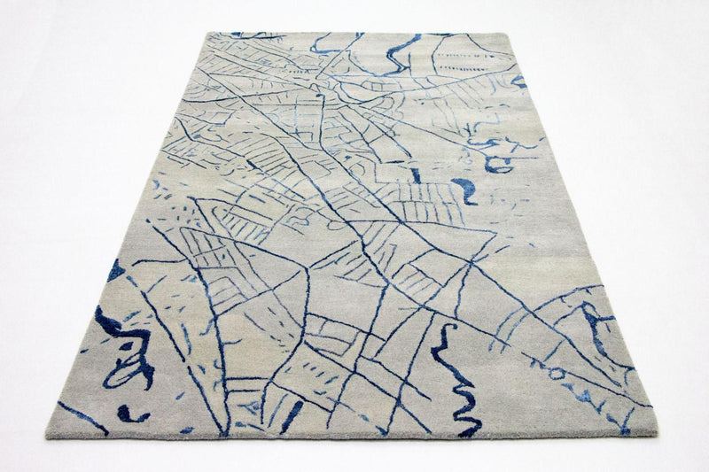 Designer tæppe - 241 x 153 cm - sølv