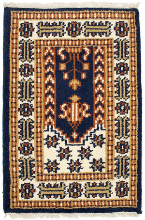 Orientalsk tæppe - 90 x 60 cm - mørkeblå