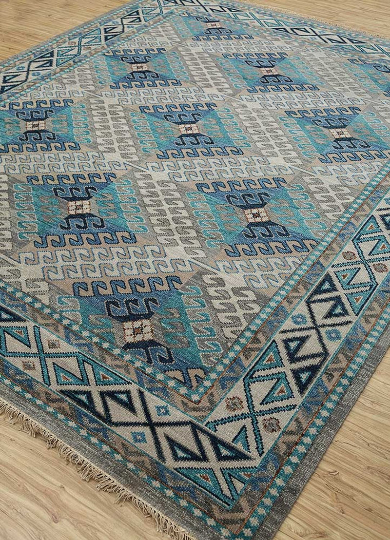 Uldtæppe - 240 x 150 cm - lyseblå