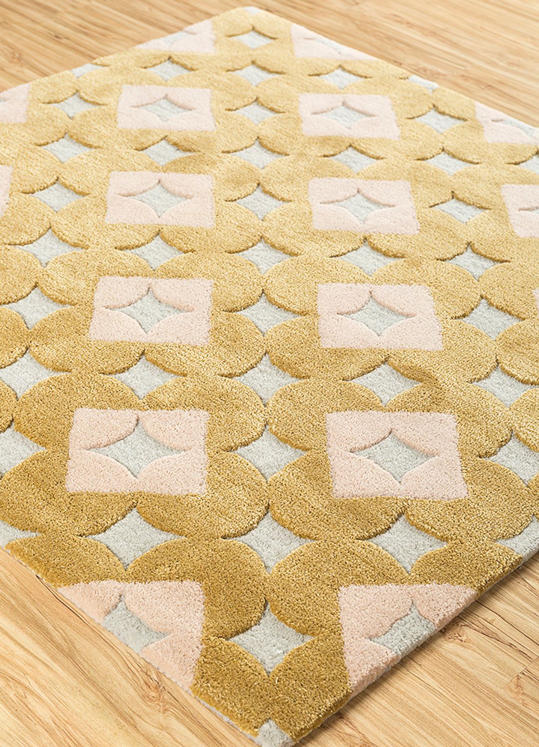 Uldtæppe firkantet  - 180 x 180 cm - guld