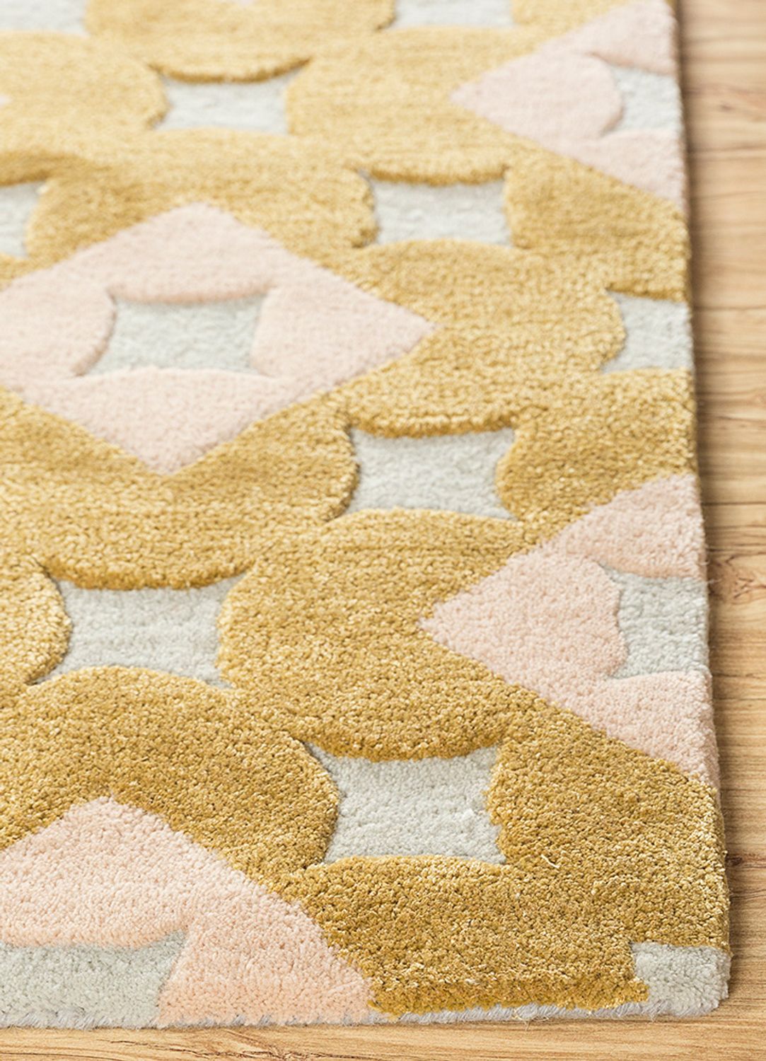 Uldtæppe firkantet  - 180 x 180 cm - guld