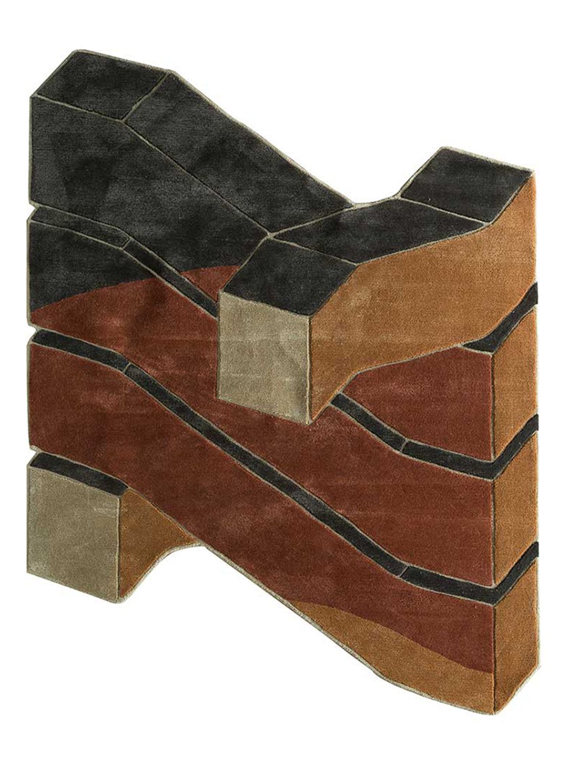 Uldtæppe særlig form  - 240 x 180 cm - flerfarvet