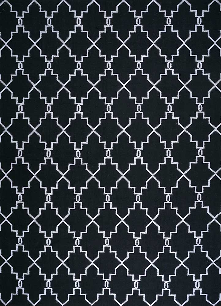 Uldtæppe - 375 x 270 cm - sort og hvid