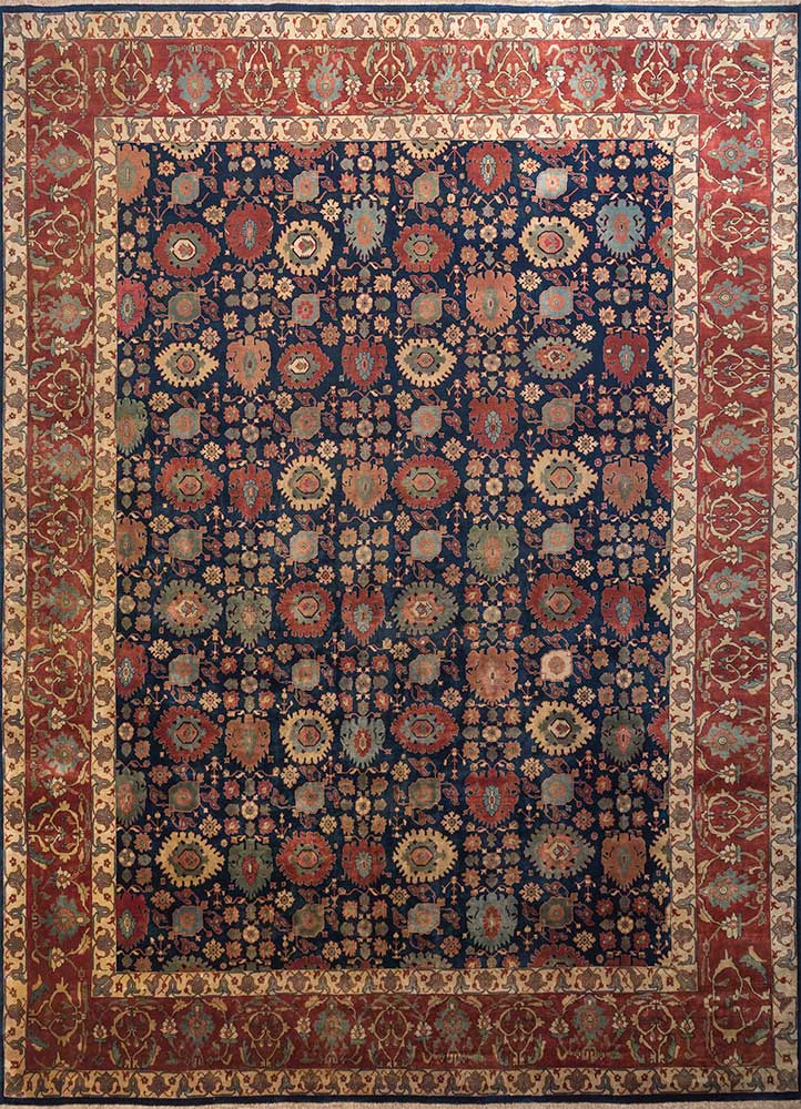 Uldtæppe - 435 x 360 cm - blå