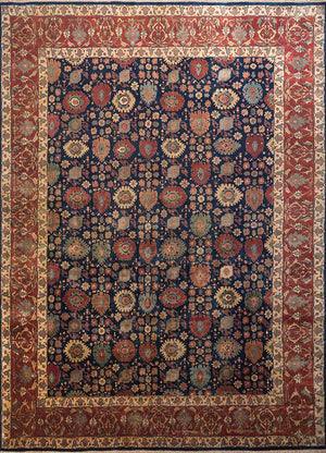 Uldtæppe - 435 x 360 cm - blå