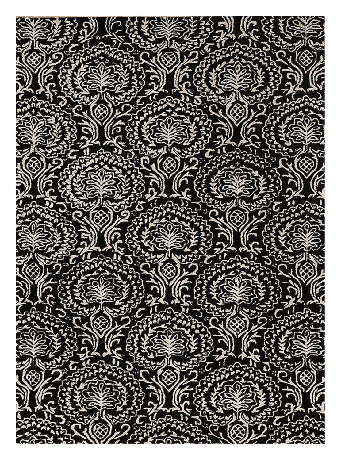 Uldtæppe - 240 x 150 cm - sort og hvid