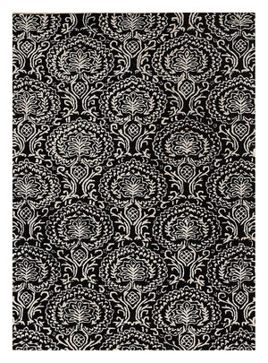 Uldtæppe - 240 x 150 cm - sort og hvid