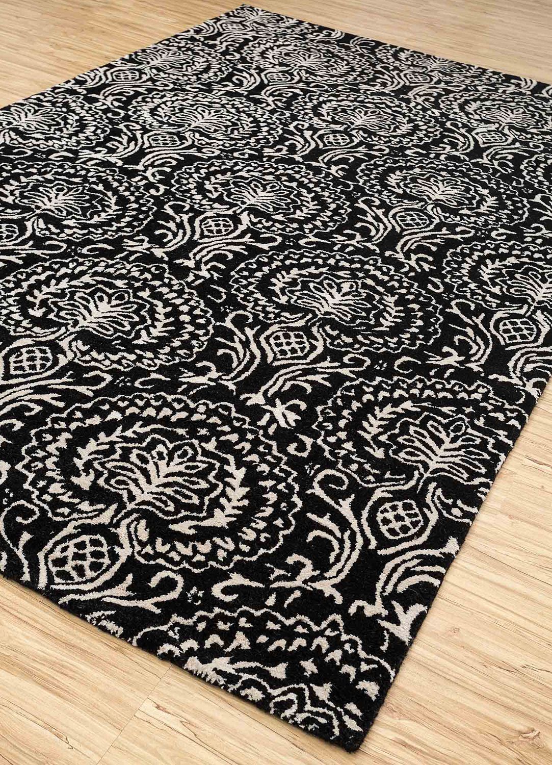 Uldtæppe - 240 x 150 cm - sort og hvid