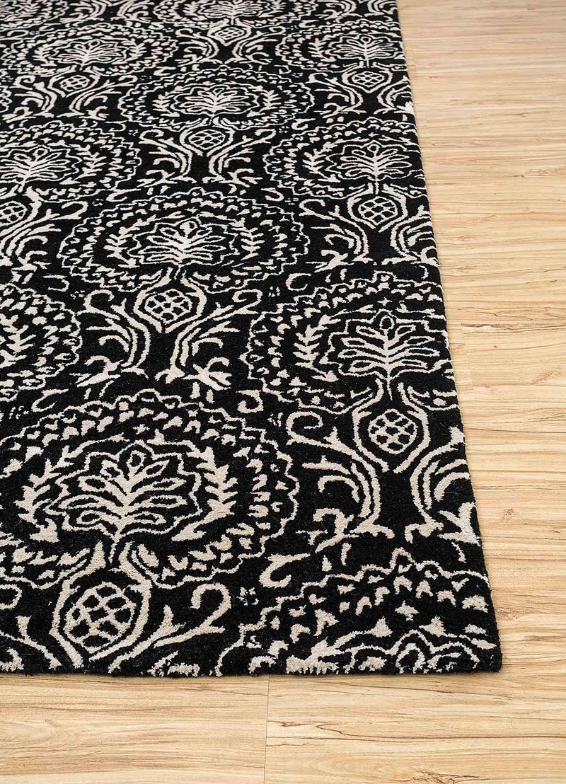 Uldtæppe - 240 x 150 cm - sort og hvid