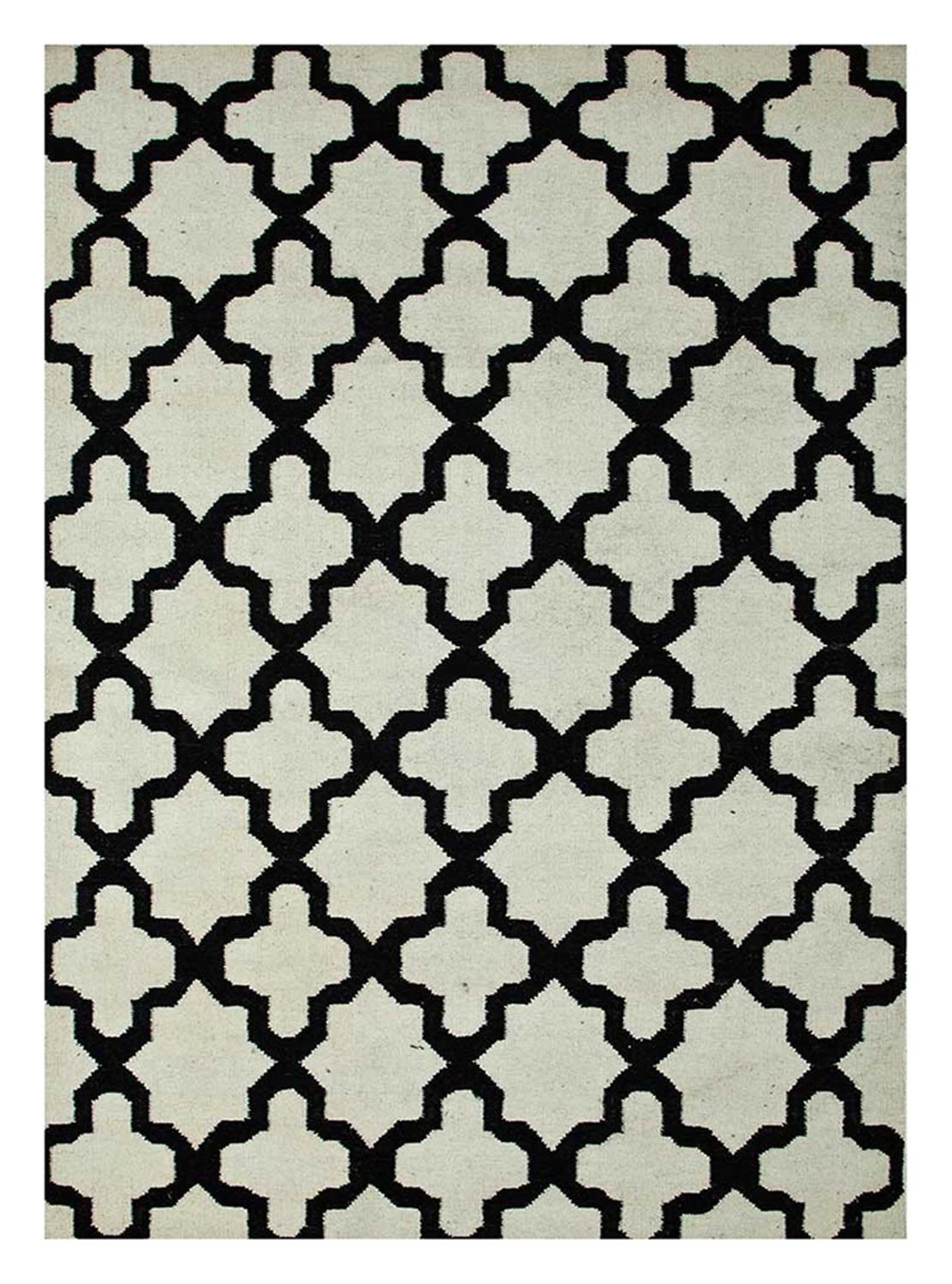 Uldtæppe - 240 x 150 cm - sort og hvid