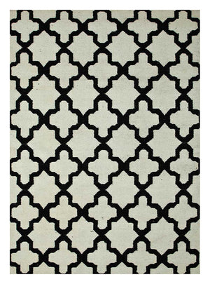 Uldtæppe - 240 x 150 cm - sort og hvid