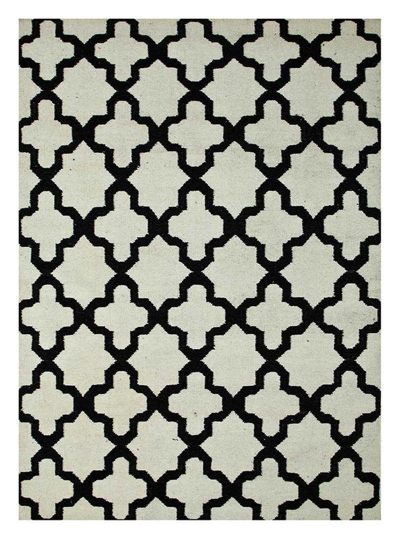 Uldtæppe - 240 x 150 cm - sort og hvid
