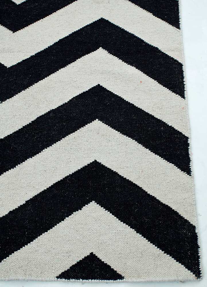 Uldtæppe - 240 x 150 cm - sort og hvid