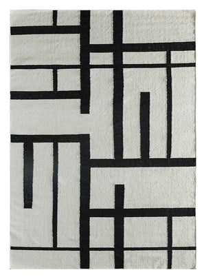 Uldtæppe - 240 x 150 cm - sort og hvid