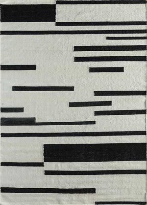 Uldtæppe - 240 x 150 cm - sort og hvid