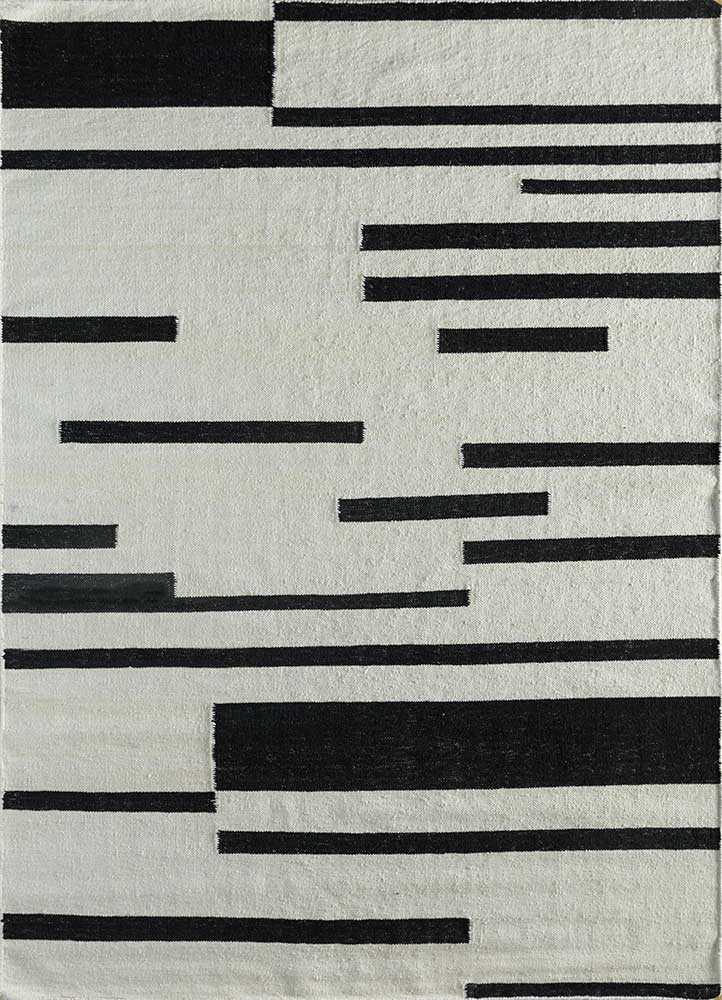 Uldtæppe - 240 x 150 cm - sort og hvid