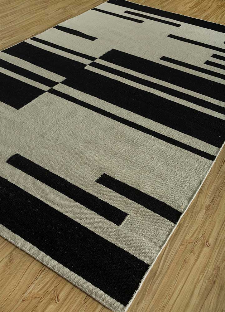 Uldtæppe - 240 x 150 cm - sort og hvid