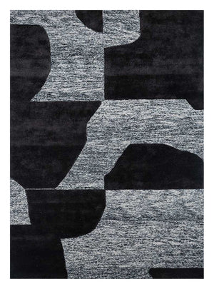 Uldtæppe - 270 x 180 cm - sort og hvid